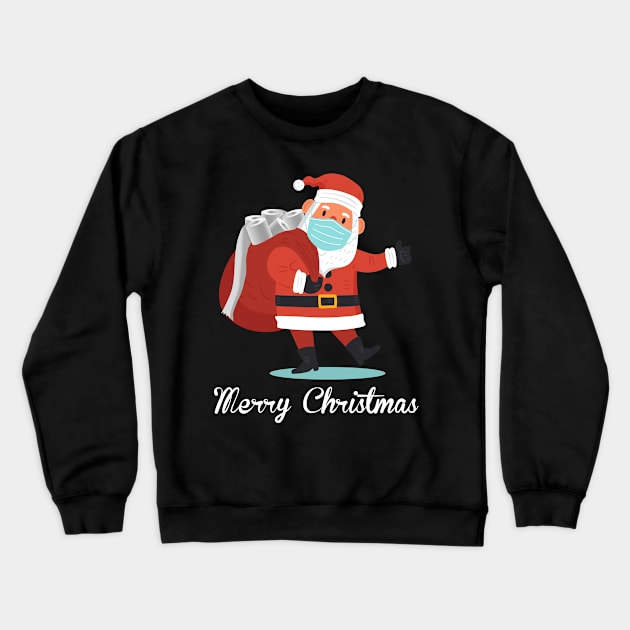 Santa With Face Mask And Toilet Paper Gift Funny Christmas 2020 Crewneck Sweatshirt by mittievance